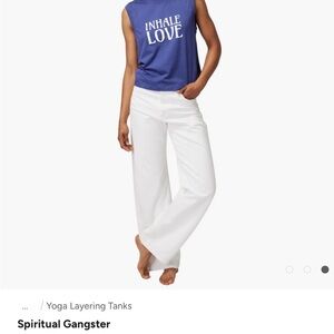Spiritual gangster, and how love muscle tank top- blue size large.